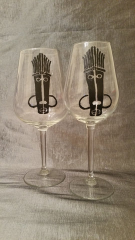 African mask painted wineglasses - Royal Calypso