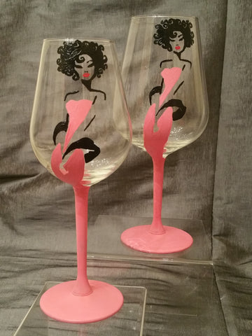 All Glammed up Hand Painted Red wine glasses - Royal Calypso