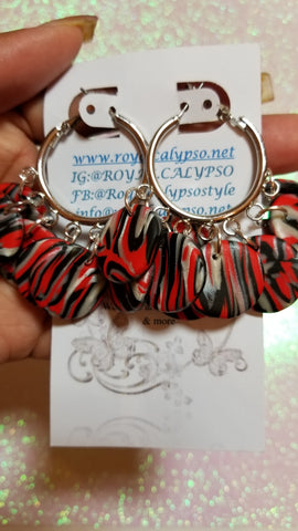 Polymer Clay  Dangling Disk Earrings - Royal Calypso